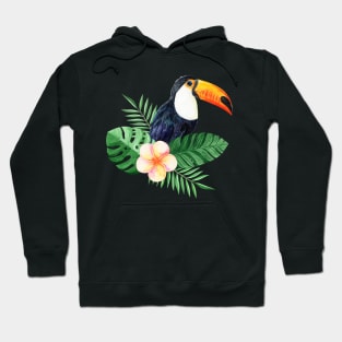 Toucan with tropical flowers Hoodie